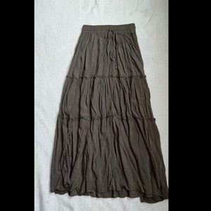 long dark green flowy skirt from shein